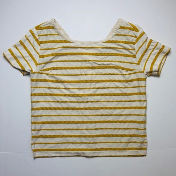 Mustard Embroidered striped wooden button tee - Picture 2 of 5